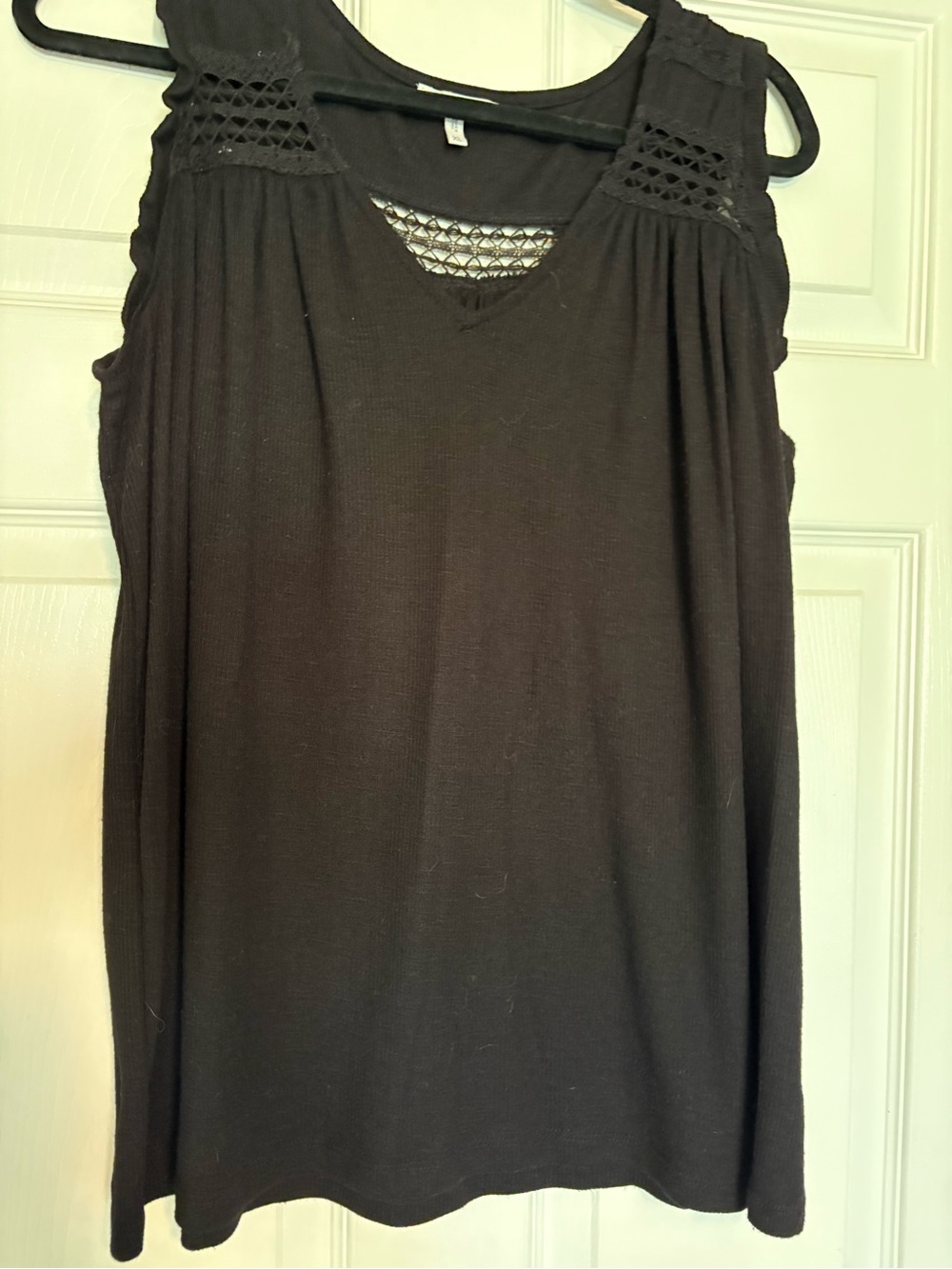 Maurices Black Sleeveless Tank with Crochet Yoke